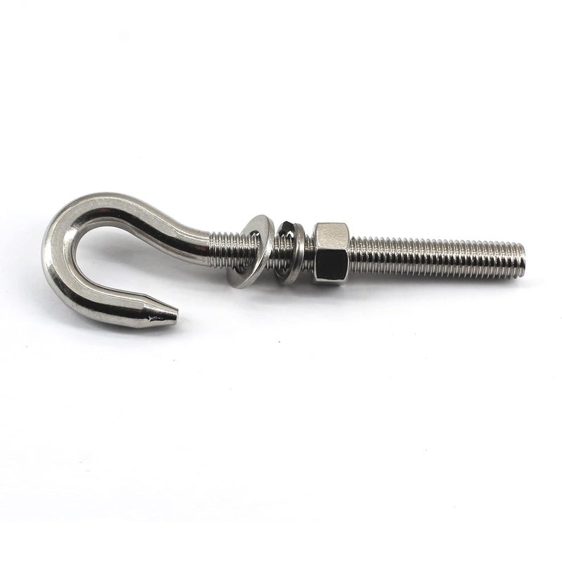 Faspiroty 2Pcs M12 Stainless Steel Eye Bolt with Nut and Washers Long Shank Threaded Rod Round Hook Eyelet Bolt Screw - Image 4